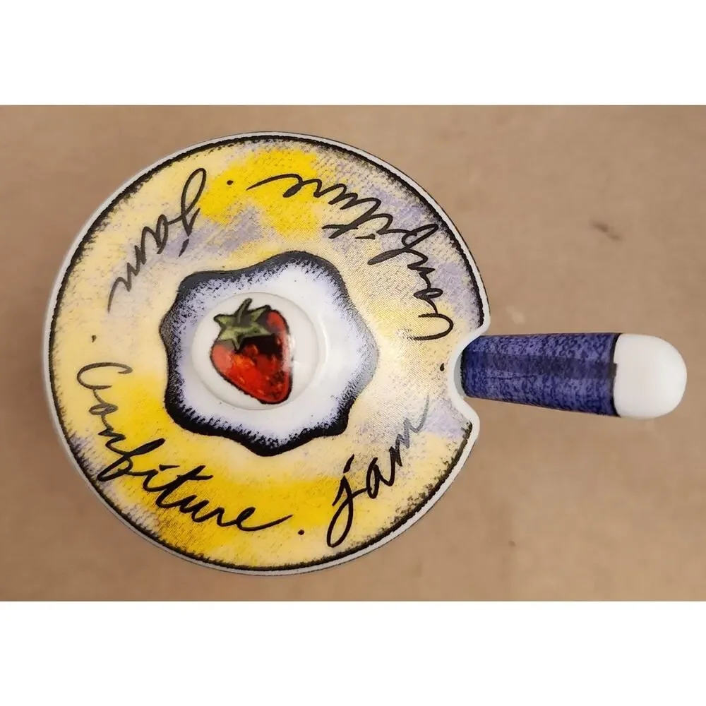 MSC Joie de Vivre Ceramic Jam Jar with Lid & Spoon | Fruit Pattern Confiture Pot